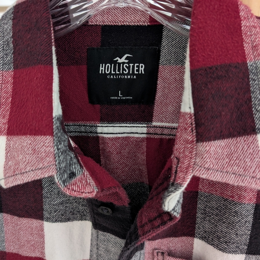 Hollister Men's Red and Black Plaid Shirt - Picture 2 of 2